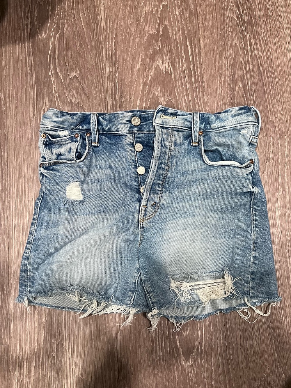 MOTHER high rise midi Denim Jean Shorts